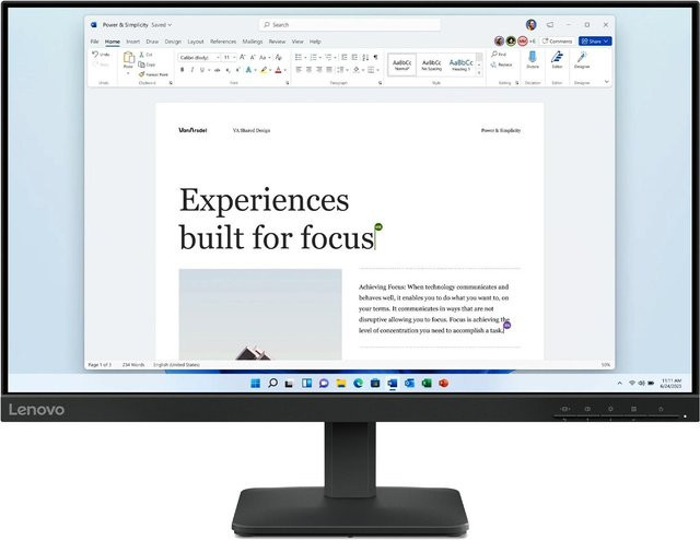 Lenovo L24-4e Monitor Raven Black, 23,8 Zoll, Full HD, IPS, 100 Hz, 4 ms - Bild 1