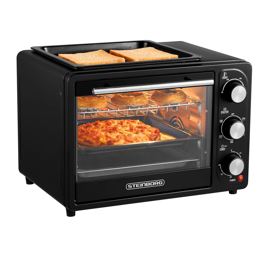 Steinborg 3in1 Minibackofen mit Umluft, Grill und 20 Liter Volumen, 1300 Watt, Schwarz - Bild 2
