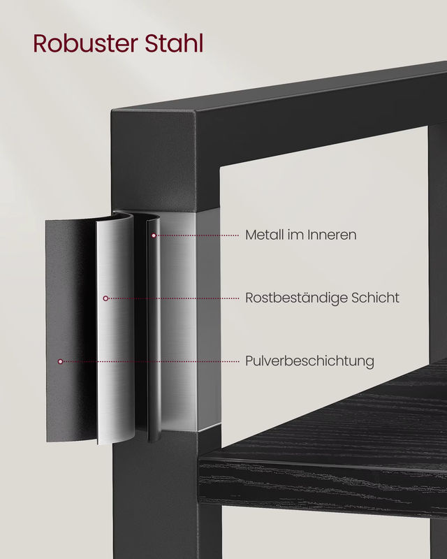 VASAGLE Industrial Regal in Braun und Schwarz mit 5 Ebenen aus Metall - Bild 3