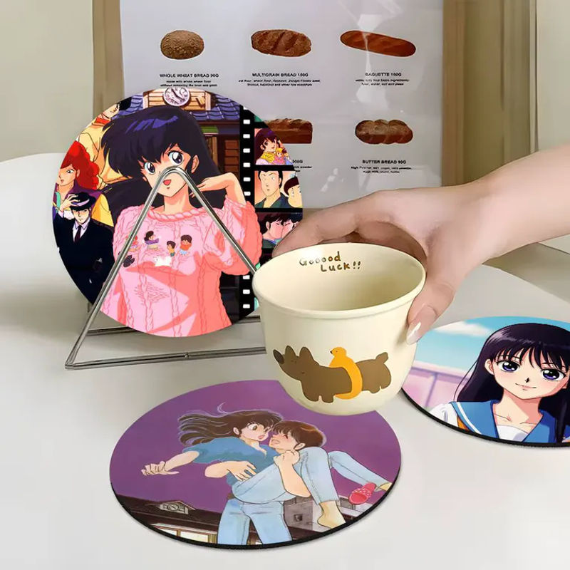 Anime Maison Ikkoku Holzuntersetzer mit Farbdruck, rund, mehrfarbig - Bild 6