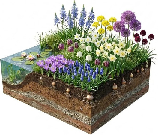 Vdvelde Aqua Bulbs Naturpaket in Türkis und Mehrfarbig: Insektenfreundliche Blumenzwiebeln für den Teichrand