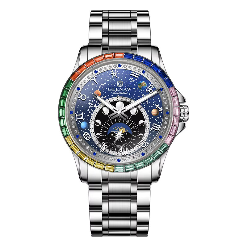 GLENAW Design Mechanische Uhr, Edelstahl, Diamant, Herren - Bild 3