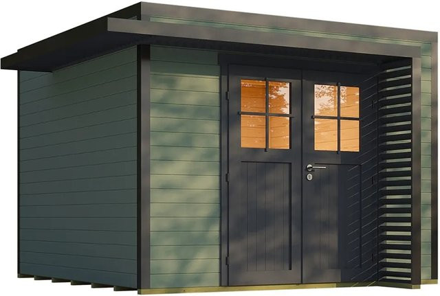Weka Gartenhaus Amberley mit Doppeltür in Graugrün/Anthrazit, B/T: 300 x 300 cm - Bild 1