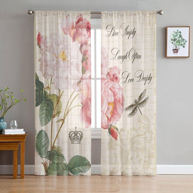 Libellenkrone Rosenblume Transparente Vorhänge aus Tüll und Organza, Farbe: Weiß, Breite: 135 cm, Höhe: 115 cm - Bild 1