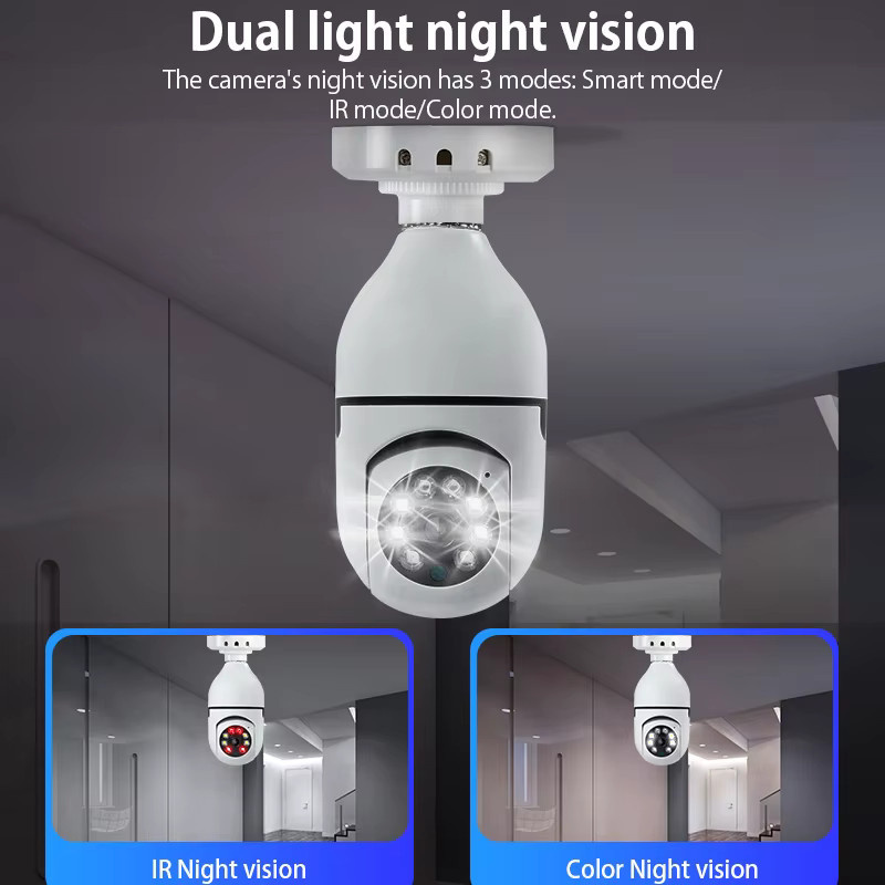Kabellose WiFi-Sicherheitskamera mit E27-Fassung, 2 MP Mini-Glühbirne in Weiß mit 355 Grad Rotation, Zwei-Wege-Audio, Vollfarb-Nachtsicht und Bewegungserkennung für den Innenbereich - Bild 2