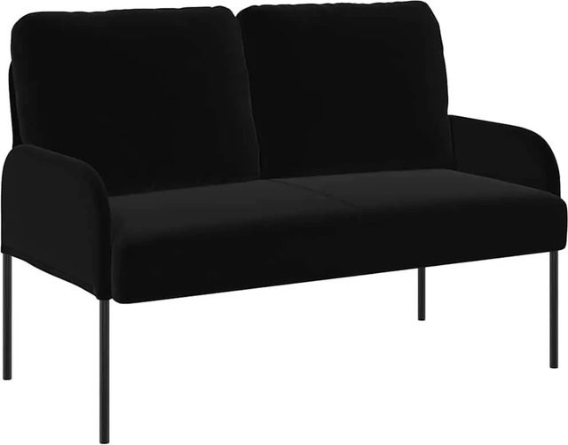 vidaXL Modernes Sofa mit Kissen in Schwarz aus Sperrholz und Polyester mit Armlehnen B/T/H: 110 x 56 x 80 cm - Bild 1