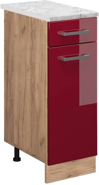 Vicco R-Line Küchenunterschrank mit Schubladen und Türen in Bordeaux Hochglanz, B/T/H: 30 x 46 x 81,6 cm - Bild 1