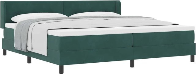 vidaXL Boxspringbett mit Matratze in Dunkelgrün, Hybrid-Konstruktion aus Federkern und Schaumstoff, B/T: 200 x 200 cm - Bild 1