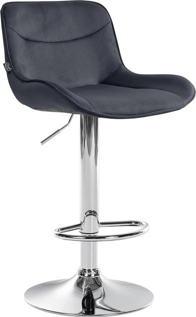 DELUKE Barhocker RAGAD Samt Schwarz mit Lehne, höhenverstellbar und drehbar, B/T/H: 49 x 51 x 85 cm - Bild 1