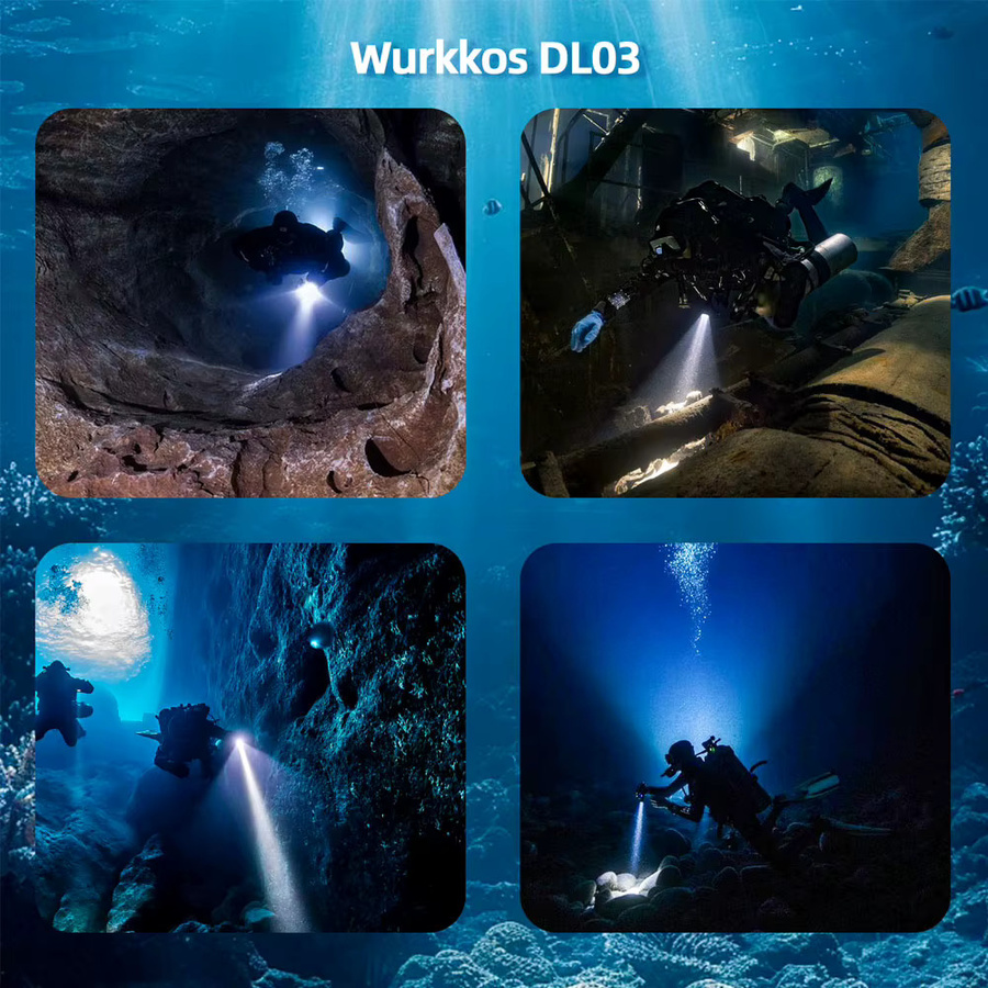 Wurkkos DL03 Professionelle Tauchtaschenlampe in Schwarz mit grünem Lichtstrahl, 2800 lm, IP68 wasserdicht, wiederaufladbar mit 21700-Akku - Bild 3