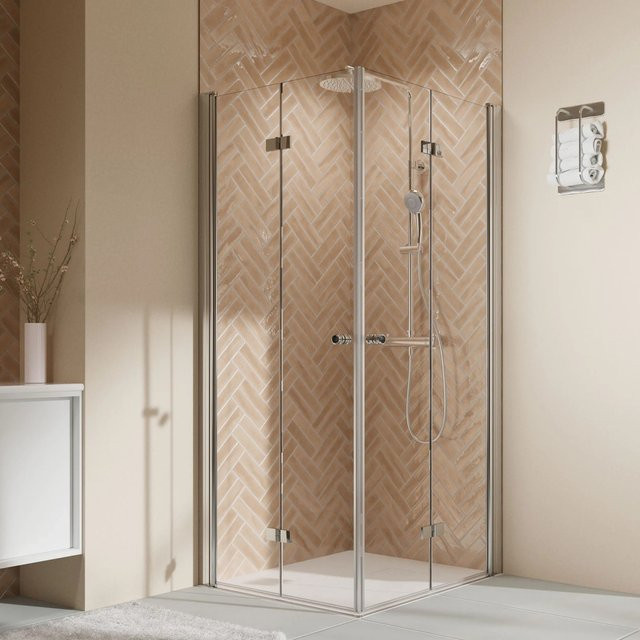 Breuer Drehfalttür Elana 2.0 Eck-Duschkabine aus Sicherheitsglas in Frosted-Optik, 4-teilig, Farbe: Silber, H x B: 200 x 80 cm - Bild 1