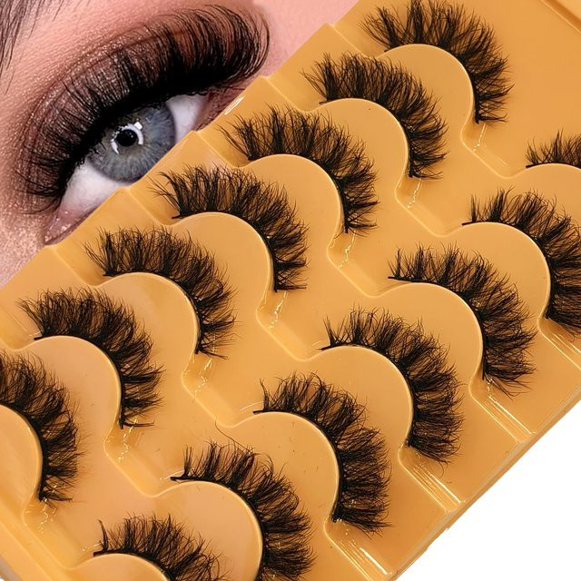 AMSDCN Künstliche Wimpern, 7 Paar, Black, 8D-Volumen - Bild 1
