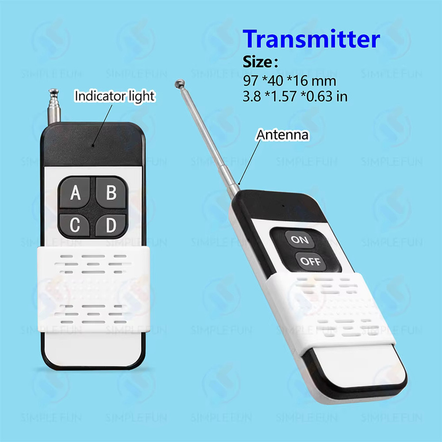 SLMPLEFUN 433 MHz Universalsender Langstrecken-RF-Fernbedienung mit 1000 Meter Reichweite, 1527 Lerncode, wählbar in 1/2/4 Kanälen - Bild 2