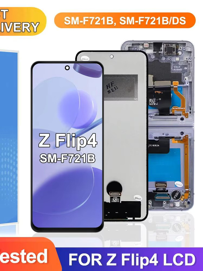 Samsung Z Flip 4 5G Ersatzdisplay mit Rahmen LCD Touch Screen Digitizer in Schwarz - Bild 5