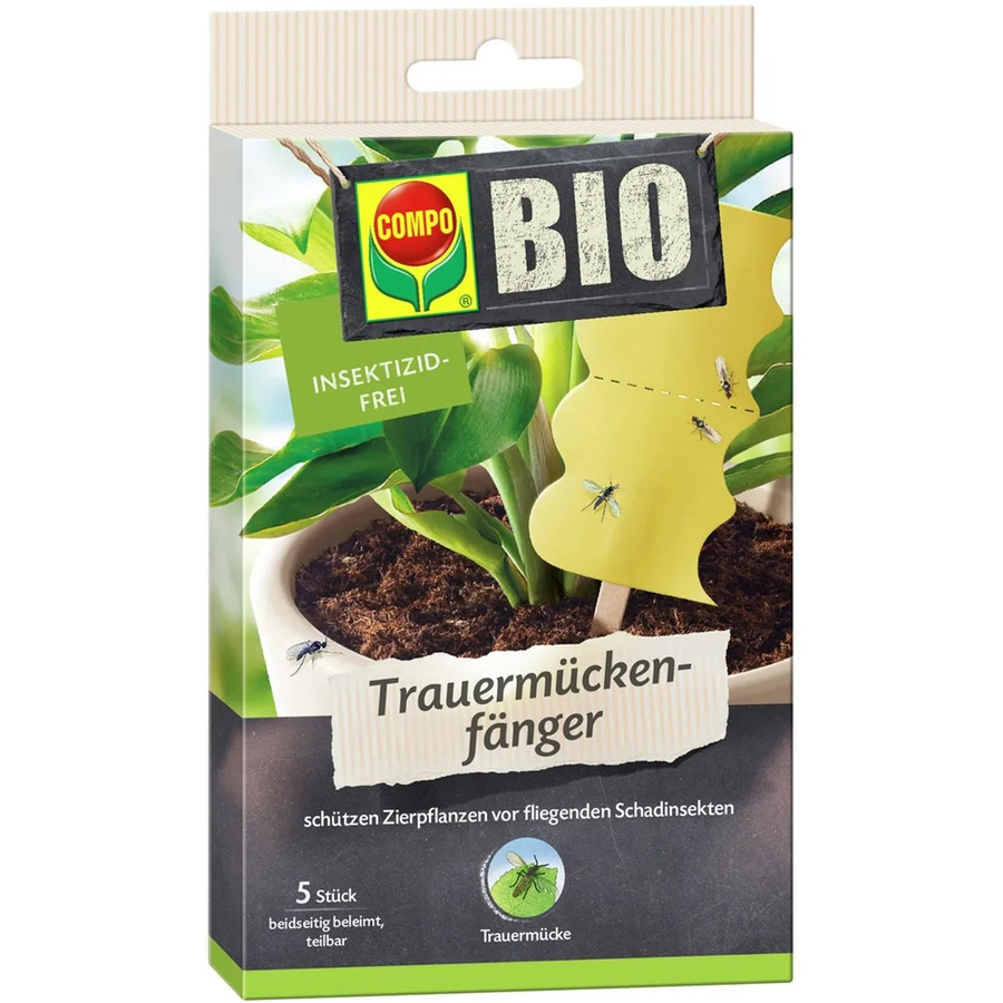 Compo BIO Trauermückenfänger Gelbe Klebefallen für Pflanzen in 5 Stück - Bild 2