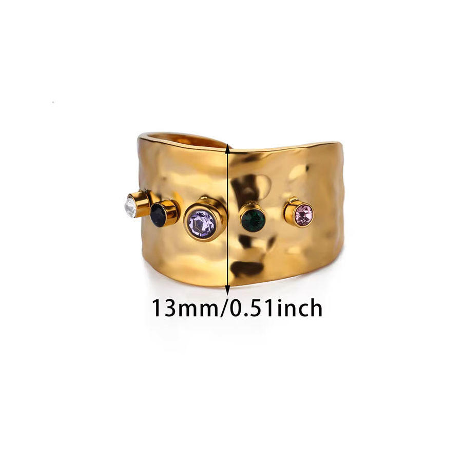 HPTOTMG Offener Ring Edelstahl, Gold, Zirkonia, Unisex - Bild 3