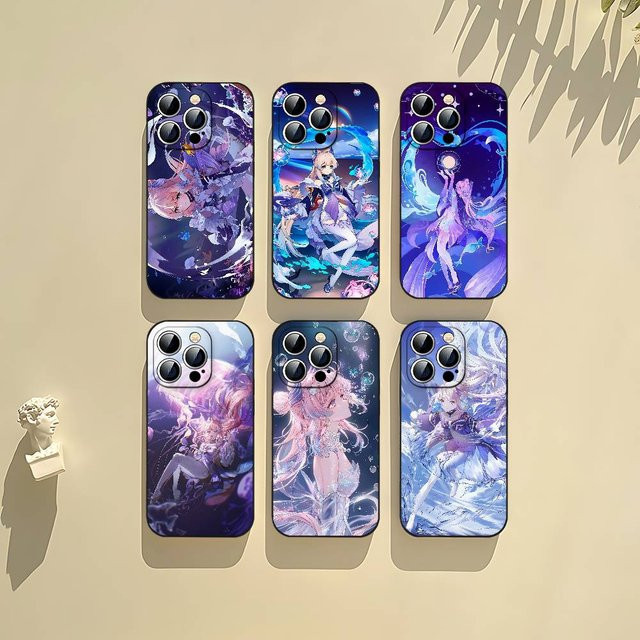 Handyhülle mit Sangonomiya Kokomi Cartoon Design in Schwarz passend für iPhone 17, 16, 15, 14, 13, 12, 11 Pro Max, Plus, X, XR, XS Max und Mini - Bild 1
