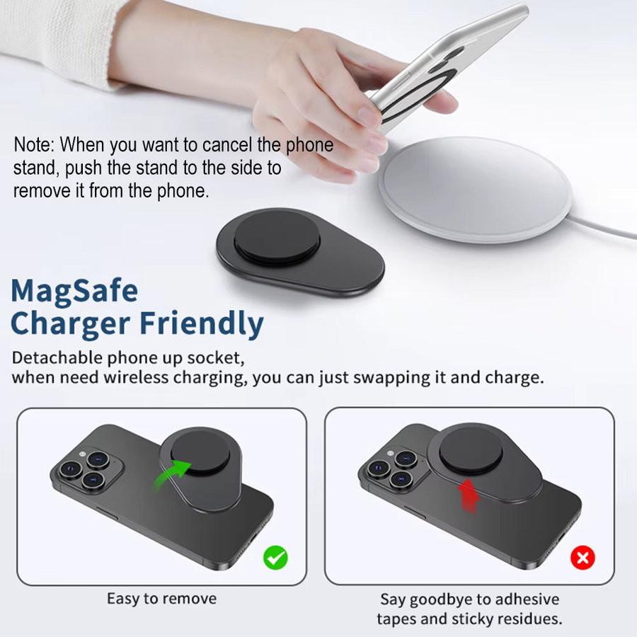 Grippopso Magnetischer MagSafe Griptok Telefonhalter in Oval-Form für iPhone, Huawei und Samsung, erhältlich in Schwarz oder Weiß - Bild 5