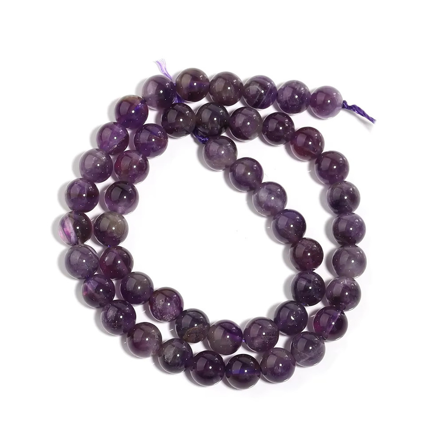 louleur Naturstein-Amethyst-Kristallperlen, rund, 4/6/8/10/12mm - Bild 6