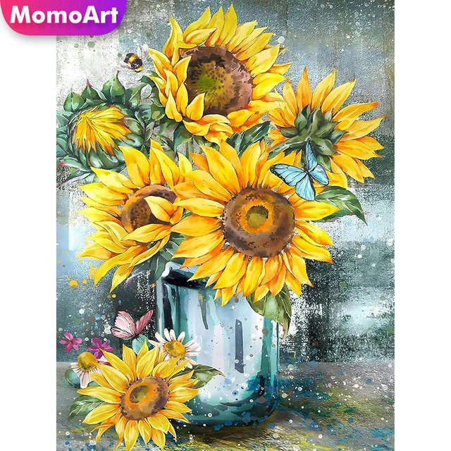 Momoart Diamant-Mosaik Set Sonnenblumen DIY Kunst-Diamantmalerei in Gelb B/H/T: 30,0 x 20,0 x 20,0 cm - Bild 1
