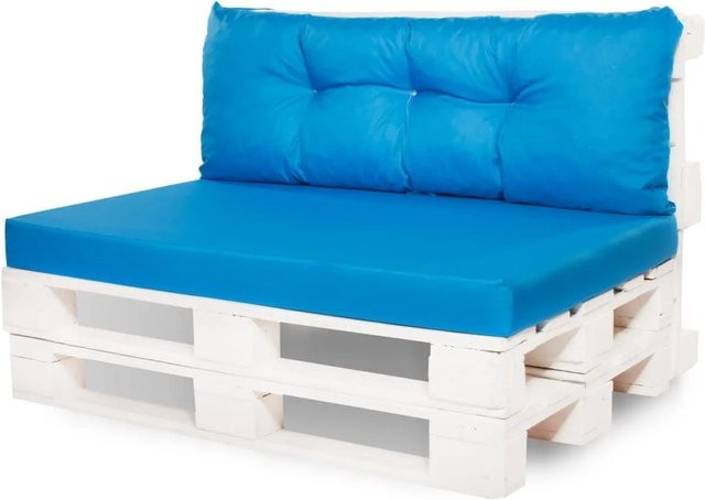 Setgarden Mix Palettenkissen Set in Blau mit Sitzkissen und Rückenkissen, gesteppt und mit abnehmbarem Bezug, B/T/H: 120 x 50 x 10 cm sowie B: 120 x 40 cm - Bild 1