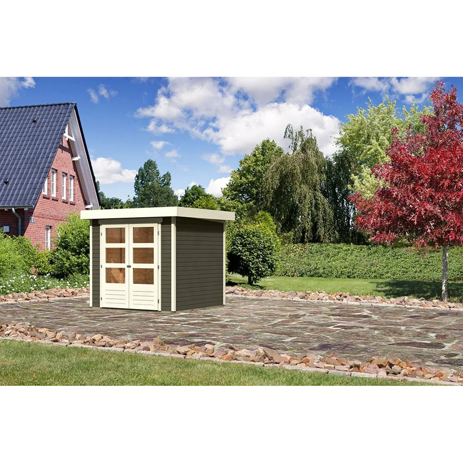 Karibu Holz-Gartenhaus Raala modern mit Pultdach in Terragrau B/T: 213 x 217 cm - Bild 2