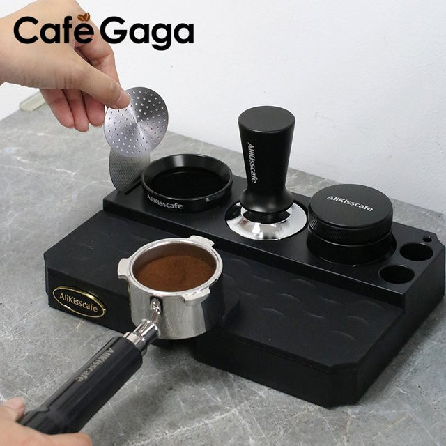 CafeGaGa Kaffee Tamper Station Matte für Espresso Siebträger 51mm 54mm 58mm, rechteckig, Schwarz oder Weiß - Bild 1