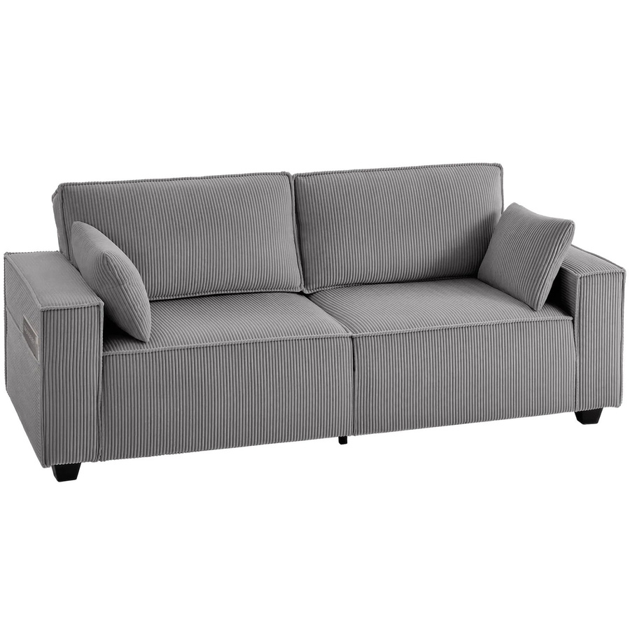HOMCOM 3-Sitzer Sofa gepolstert in Hellgrau mit Armlehnen B: 218 cm, T: 79 cm, H: 91 cm - Bild 2