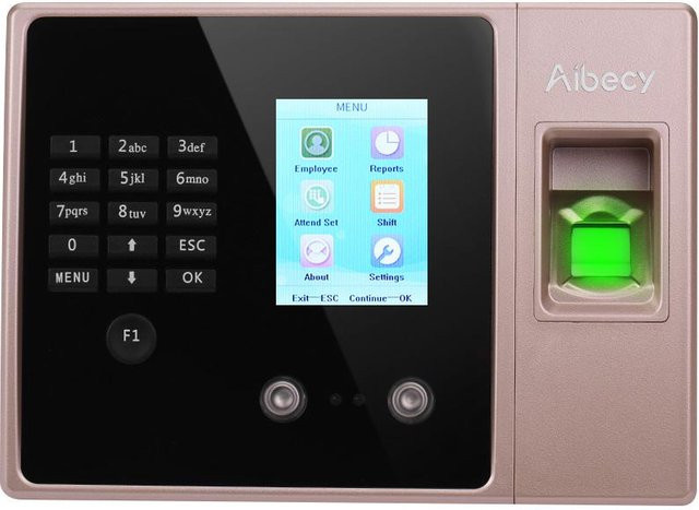 Aibecy Intelligente biometrische Fingerabdruck-Zeiterfassungsmaschine in Rose Rot mit UK-Stecker - Bild 1
