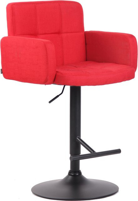 TPFLiving Barhocker Lausanne mit Stoffbezug in Rot und schwarzem Metallgestell, Höhe: 113 cm, Breite: 56 cm, Tiefe: 60 cm - Bild 1