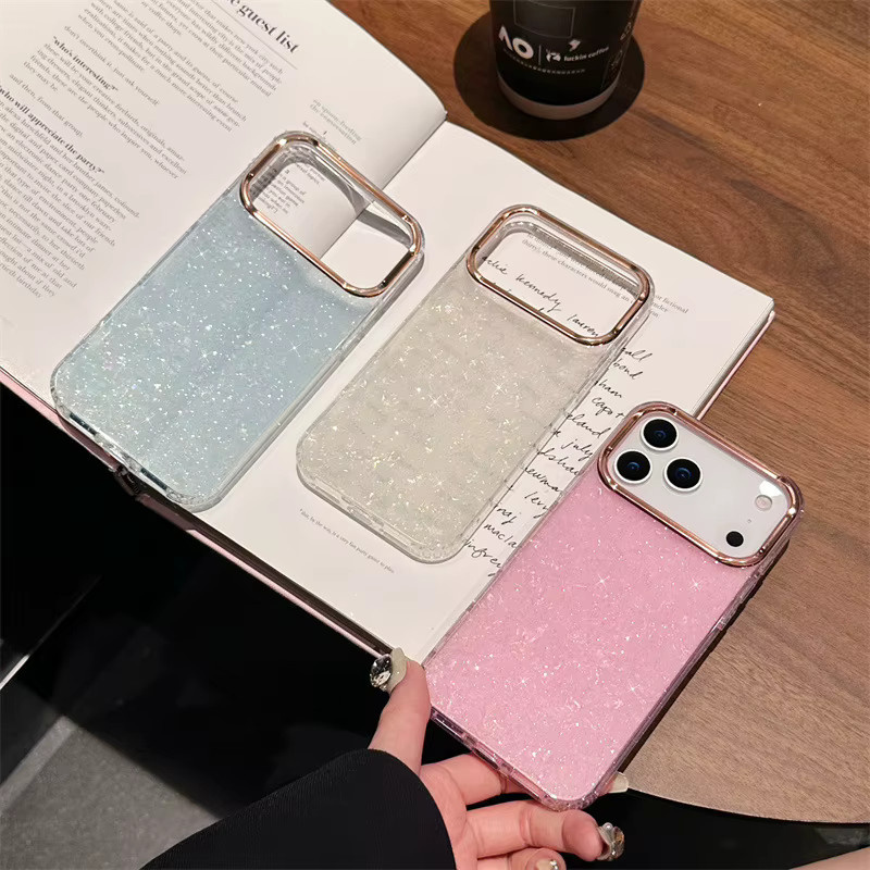 MUQGEW Schutzhülle mit Glitzer-Shell-Muster für iPhone 11 bis iPhone 17 Pro Max Plus, stoßfest, Farbe: Blau - Bild 3