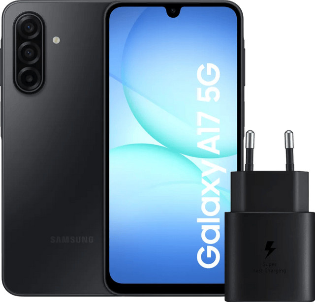 Samsung Galaxy A17 5G Smartphone 128GB Schwarz mit Samsung 25 Watt Ladegerät Schwarz - Bild 1