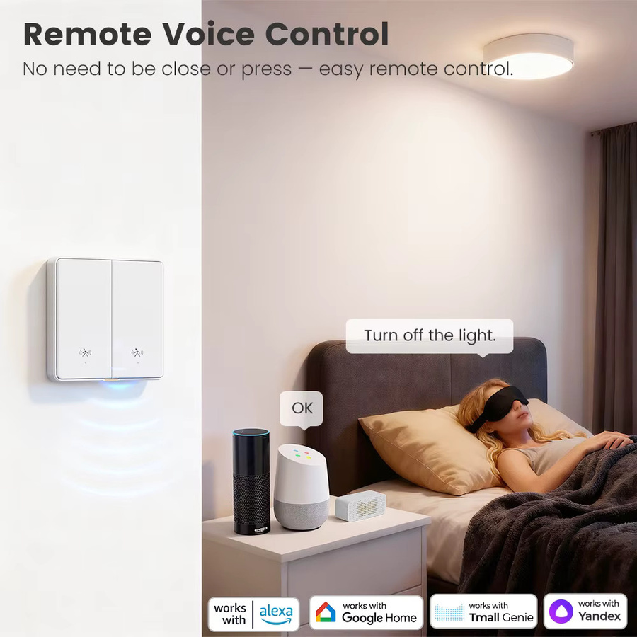 SMATRUL Tuya WiFi Smart Wandlichtschalter mit 10G Menschlichem Radar Motion Sensor, Weiß, ohne Neutralleiter, App- und Sprachsteuerung mit Timer und Alarmfunktion - Bild 5
