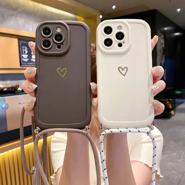 MaMax Handyhülle mit Umhängeband in Braun für iPhone 13, 14, 15 und 16 Pro Max mit Anti-Drop und Anti-Verschleiß Schutz - Bild 1