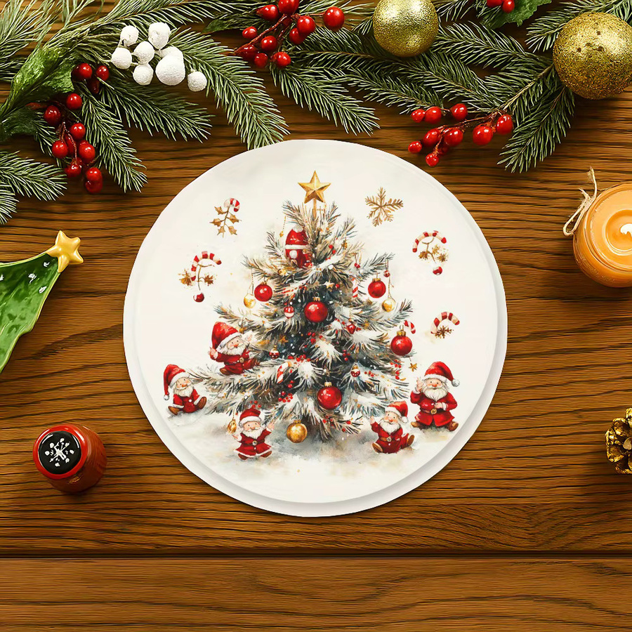 VIKAMA 4er Set Weihnachts-Platzsets mit Elf-Design aus Leinen für die Weihnachtsdekoration und Party-Tischdekoration - Bild 2