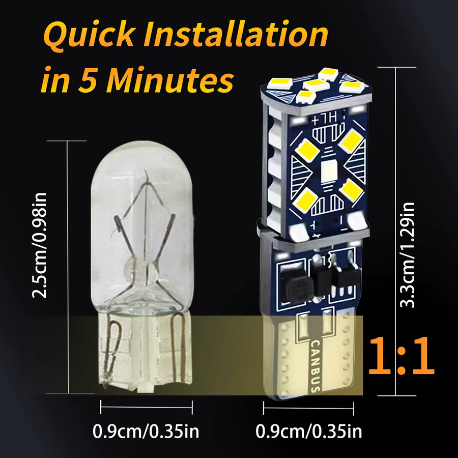 p2max 2er-Set T10 LED 2016 15 SMD W5W 168 Canbus Leuchtmittel für 12V Auto Signal Licht Nebel Bremslicht und Innenraumbeleuchtung - Bild 3