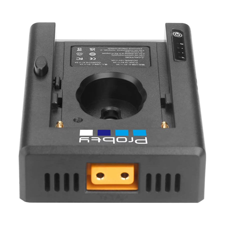 Probty NP-F Batterieladegerät mit Batterieadapterplatte und Kaltschuhadapter sowie 1/4 Zoll Anschluss für NP-F550 F750 F970 und BMPCC 4K 6K DSLR in Schwarz - Bild 2