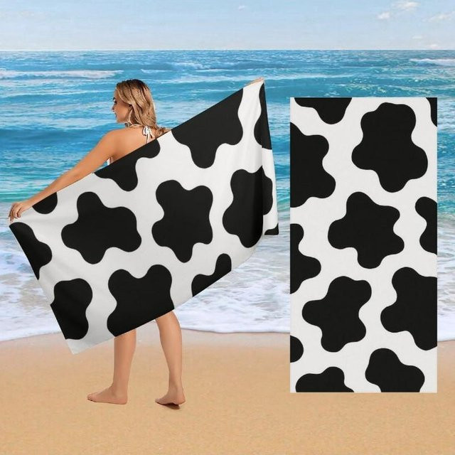 Saugfähiges und schnell trocknendes Strandtuch von Lampada mit schwarz-weißem Muster, Breite: 45 cm, Höhe: 90 cm - Bild 1
