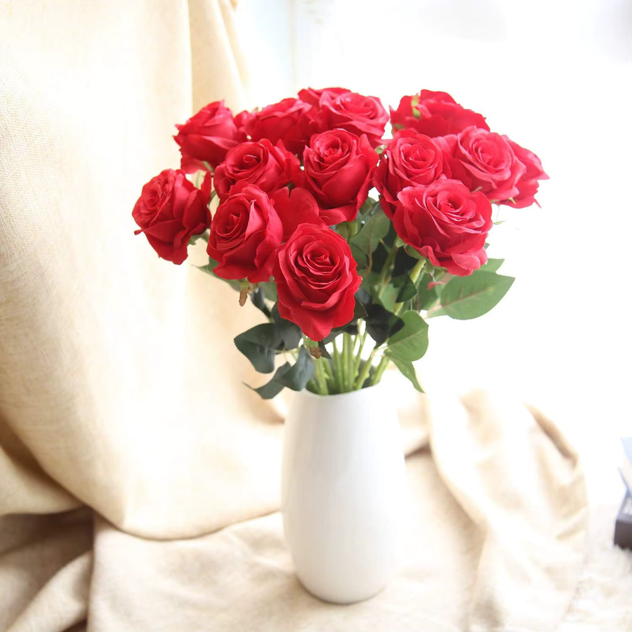 ZQCY Künstliche Seidenrose in Rot für Tischdekoration, Hochzeiten und Brautsträuße - Bild 2