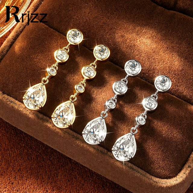 Rrjzz Verlobungsohrringe, Moissanit, Diamant, Damen, 5 x 7 mm - Bild 1