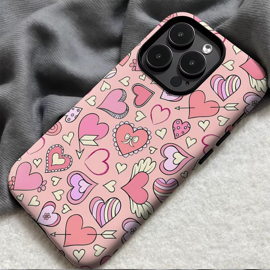 Potdemiel Handyhülle Blush Heart Collage für iPhone 17 16 15 14 13 12 Pro Max Plus in Pink, stoßfeste doppellagige Rückseite - Bild 3