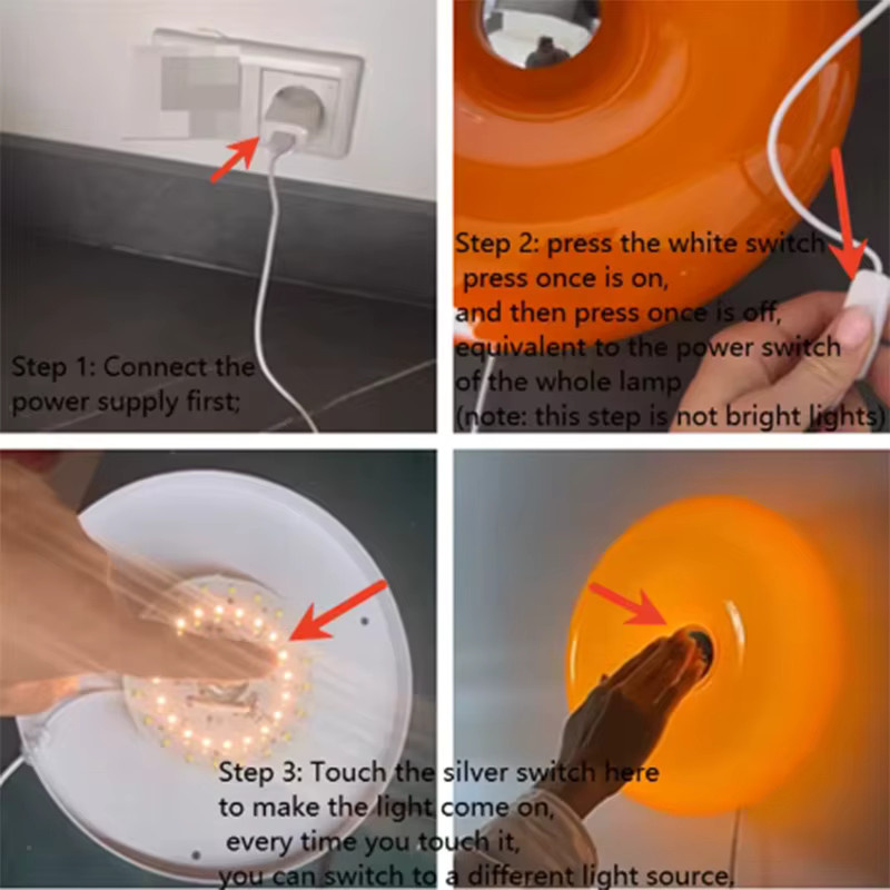 CETANT Donut Glas Wandleuchte Orange mit integriertem LED und Touch Schalter für Wohnzimmer, Nachttisch oder Büro - Bild 3