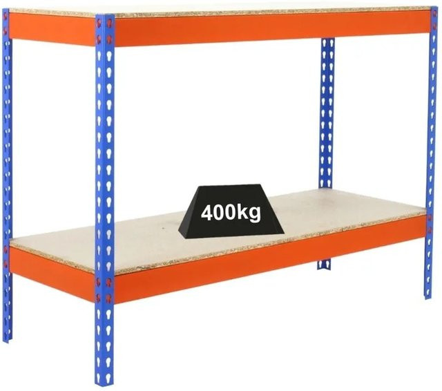 PROREGAL Schwerlastregal Mini Wood Yeti Two in Blau-Orange, H x B x T: 75 x 90 x 120 cm, Fachlast 400 kg - Bild 1