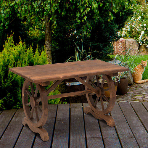 Outsunny Gartentisch aus Tannenholz in Natur, Landhaus-Stil, B: 60 cm, T: 113 cm, H: 65 cm - Bild 7