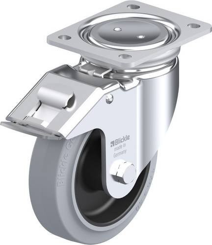 Blickle Lenkrolle LU-POEV 160XR-FI-SG mit Feststeller, Rad-Durchmesser: 160 mm, Tragfähigkeit: 400 kg, Farbe: Silber - Bild 1