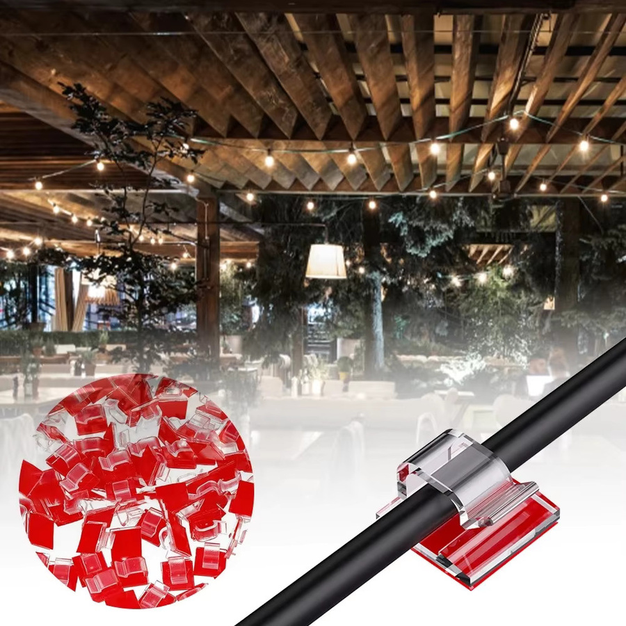 Maerknon 50 Stück selbstklebende Kabel-Clips aus Kunststoff, transparent und weiß, zur Kabelorganisation für Schreibtisch, Wand, Auto und TV-Kabel - Bild 2