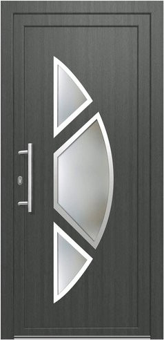 KNOCK Kunststoff-Haustür Robusto in Grau mit Glaseinsatz und Aluminium-Elementen, B: 100,0 cm, H: 210,0 cm - Bild 1