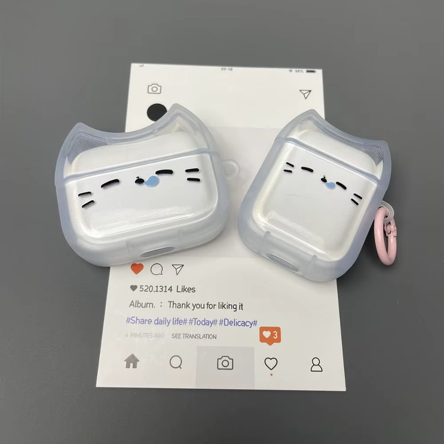 Anti-Fall Sleepy Cat Kopfhörerhülle für Apple AirPods 4, 3, 2, 1 und Pro/Pro 2, transparent, staubdicht und stoßfest - Bild 2