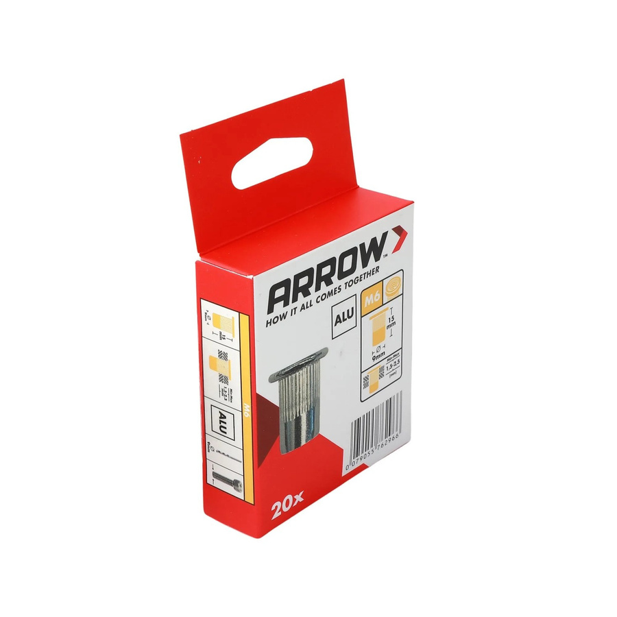Arrow Nietmutter RN M6 aus Aluminium in Silber/Grau, Durchmesser: 9 mm, Tiefe: 15 mm, 20 Stück - Bild 2