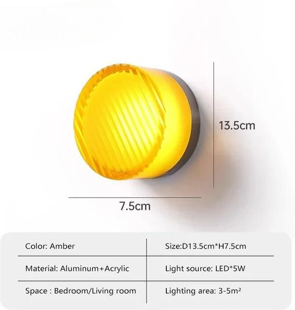 TC Home Lighting LED Wandleuchte Bernstein Gelee Modernes Nachtlicht für Schlafzimmer und Wohnzimmer in Gelb Transparent - Bild 1